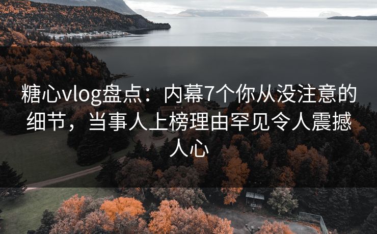 糖心vlog盘点：内幕7个你从没注意的细节，当事人上榜理由罕见令人震撼人心